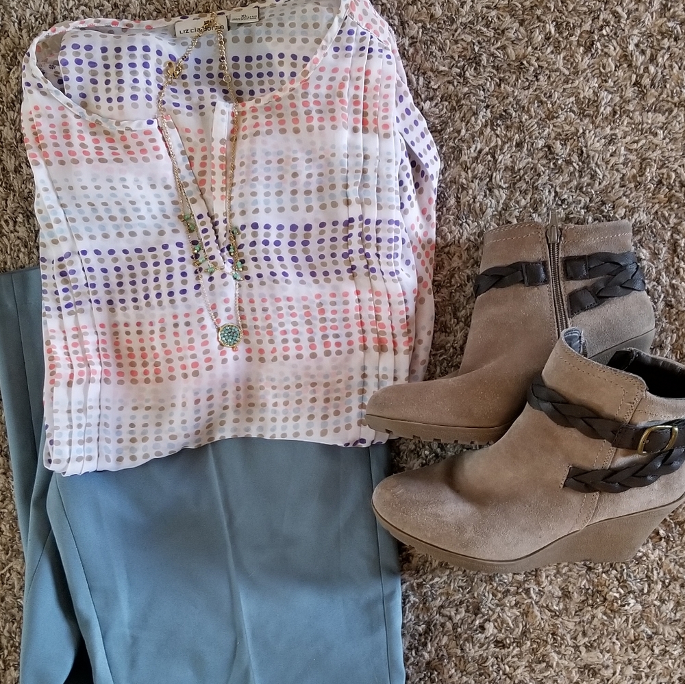 Liz Claiborne Polka Dot Multi Colored Blouse XL